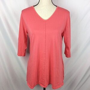 Focus Casual Life Tunic Top Womens Size Small Asymmetrical Hem V-Neck